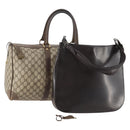 GUCCI GG Supreme Handtasche Leder 2er Set Schwarz Beige Auth 173983-1