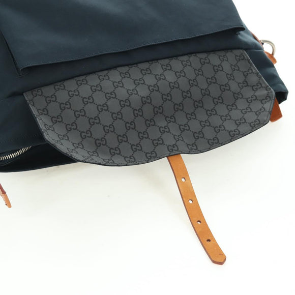 GUCCI Sherry Line Shoulder Bag Nylon Navy Silver 256312 Auth 173985A