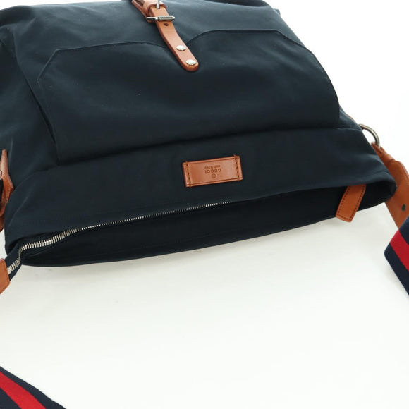 GUCCI Sherry Line Shoulder Bag Nylon Navy Silver 256312 Auth 173985A