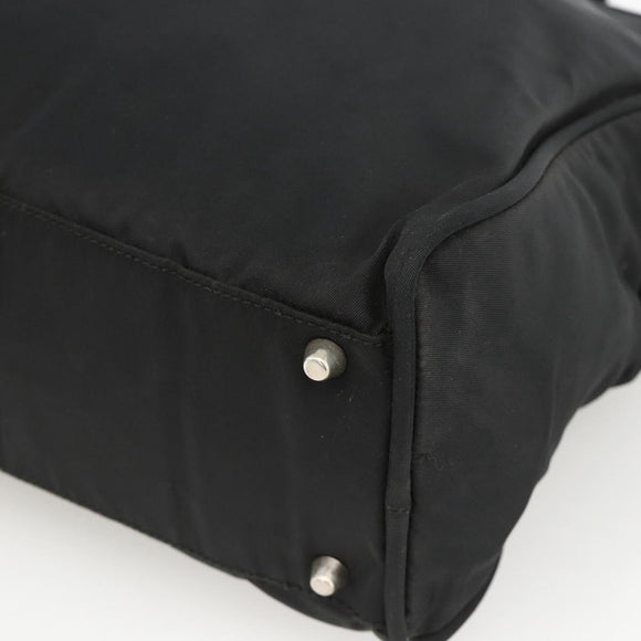 PRADA Hand Bag Nylon Black Silver Auth 173987