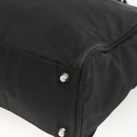 PRADA Hand Bag Nylon Black Silver Auth 173987