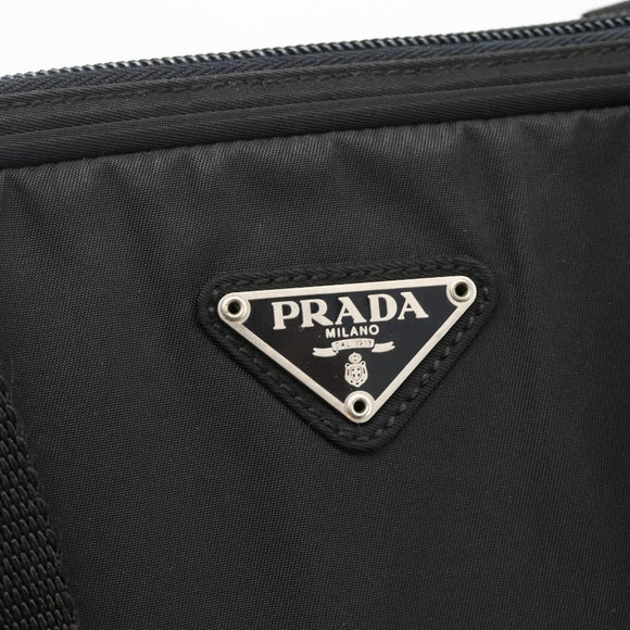 PRADA Hand Bag Nylon Black Silver Auth 173987