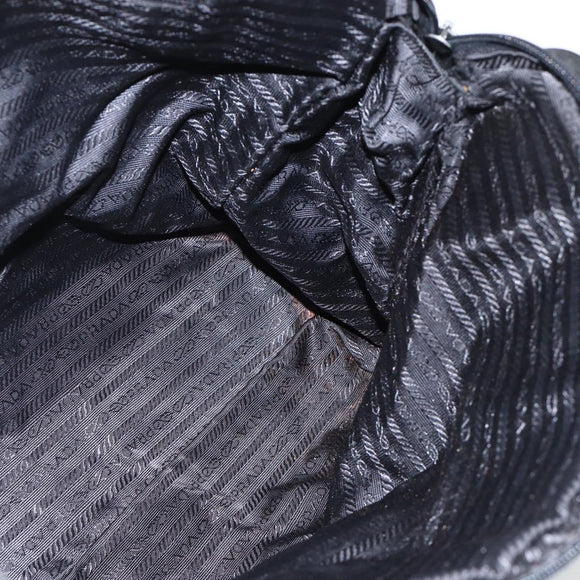 PRADA Hand Bag Nylon Black Silver Auth 173987