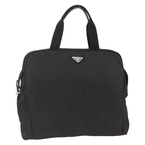 PRADA Hand Bag Nylon Black Silver Auth 173987