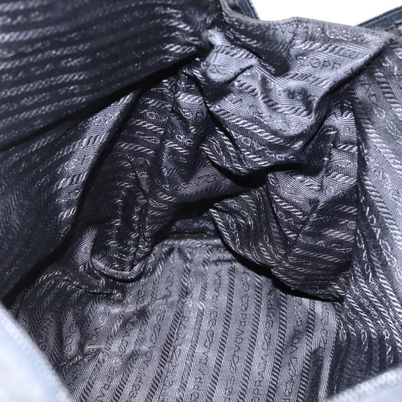 PRADA Hand Bag Nylon Black Silver Auth 173987