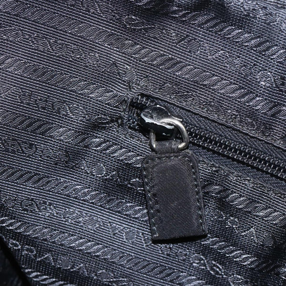 PRADA Hand Bag Nylon Black Silver Auth 173987