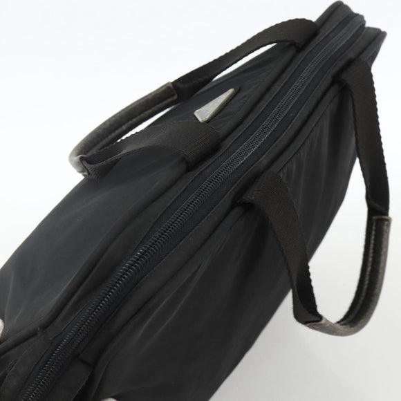 PRADA Hand Bag Nylon Black Silver Auth 173987