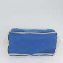 BALENCIAGA Cabas Bag Canvas Leather Light Beige Light Blue 339933 Auth 173988-6