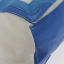 BALENCIAGA Cabas Bag Canvas Leather Light Beige Light Blue 339933 Auth 173988-9