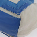BALENCIAGA Cabas Bag Canvas Leather Light Beige Light Blue 339933 Auth 173988-15