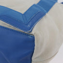 BALENCIAGA Cabas Bag Canvas Leather Light Beige Light Blue 339933 Auth 173988-17