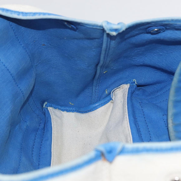 BALENCIAGA Cabas Bag Canvas Leather Light Beige Light Blue 339933 Auth 173988