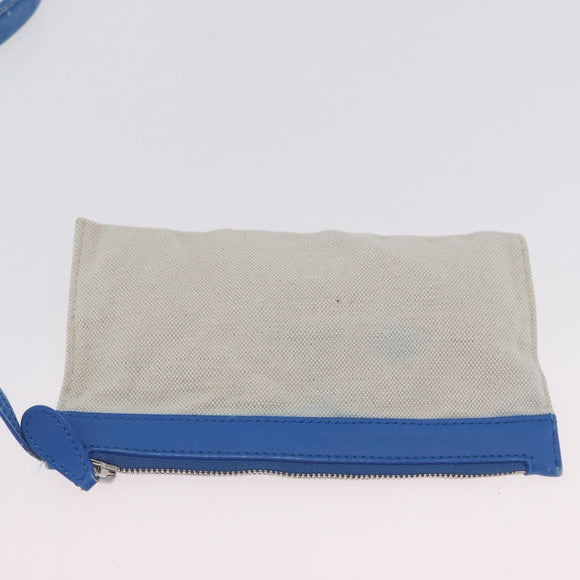 BALENCIAGA Cabas Bag Canvas Leather Light Beige Light Blue 339933 Auth 173988