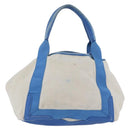 BALENCIAGA Cabas Bag Canvas Leather Light Beige Light Blue 339933 Auth 173988-2