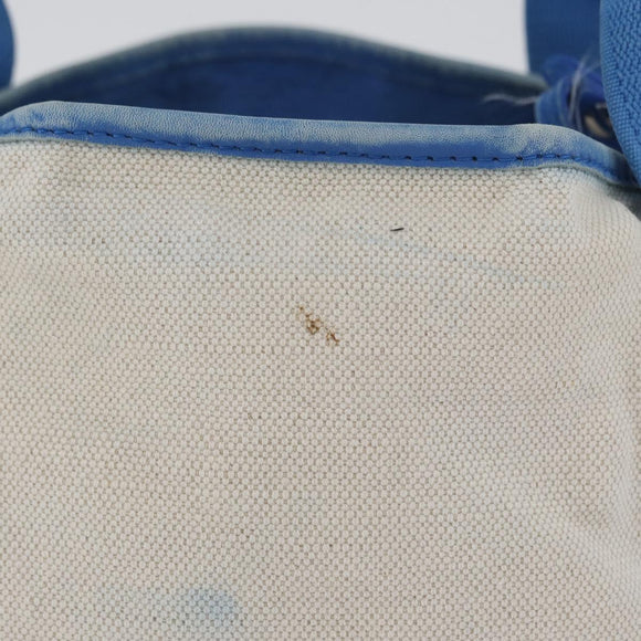 BALENCIAGA Cabas Bag Canvas Leather Light Beige Light Blue 339933 Auth 173988