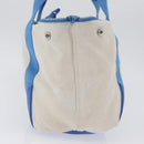 BALENCIAGA Cabas Bag Canvas Leather Light Beige Light Blue 339933 Auth 173988-5