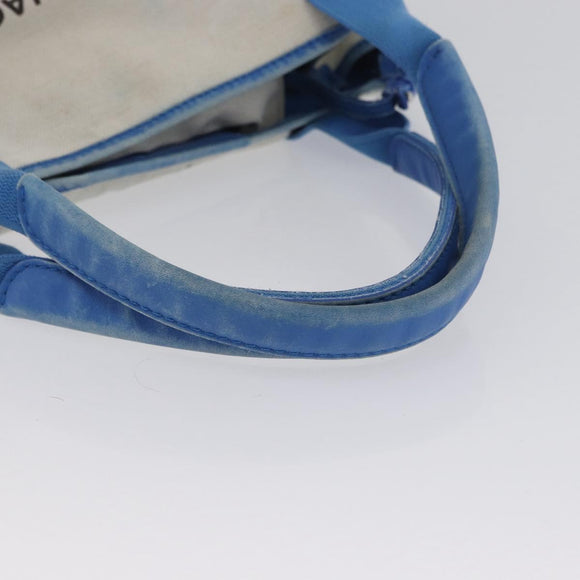 BALENCIAGA Cabas Bag Canvas Leather Light Beige Light Blue 339933 Auth 173988