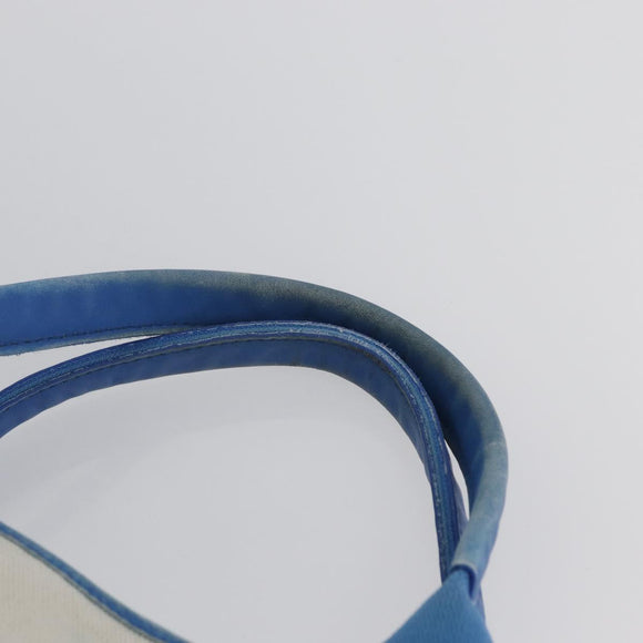 BALENCIAGA Cabas Bag Canvas Leather Light Beige Light Blue 339933 Auth 173988