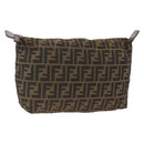 FENDI Zucca Canvas Pouch Black Brown Auth 173991-1