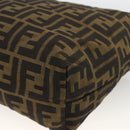 FENDI Zucca Canvas Pouch Black Brown Auth 173991-15