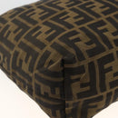 FENDI Zucca Canvas Pouch Black Brown Auth 173991-16
