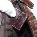FENDI Zucca Canvas Pouch Black Brown Auth 173991-12