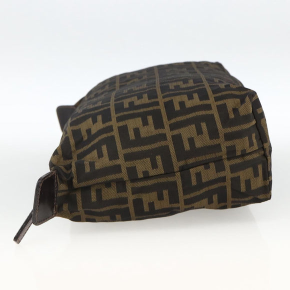 FENDI Zucca Canvas Pouch Black Brown Auth 173991