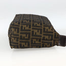 FENDI Zucca Canvas Pouch Black Brown Auth 173991-4