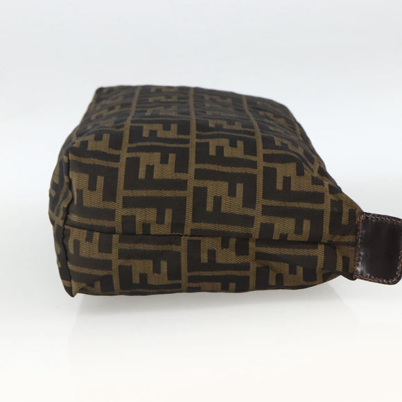 FENDI Zucca Canvas Pouch Black Brown Auth 173991