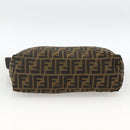 FENDI Zucca Canvas Pouch Black Brown Auth 173991-6