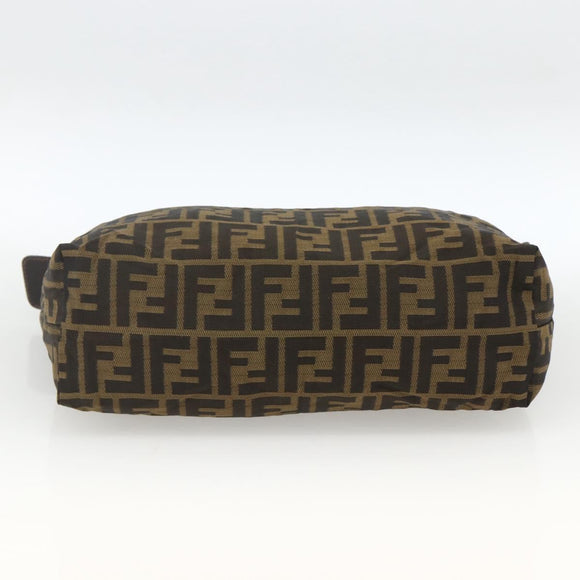 FENDI Zucca Canvas Pouch Black Brown Auth 173991