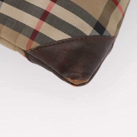Burberrys Nova Check Pouch Canvas Beige Auth 173994