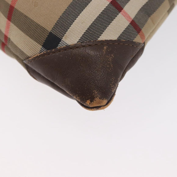Burberrys Nova Check Pouch Canvas Beige Auth 173994