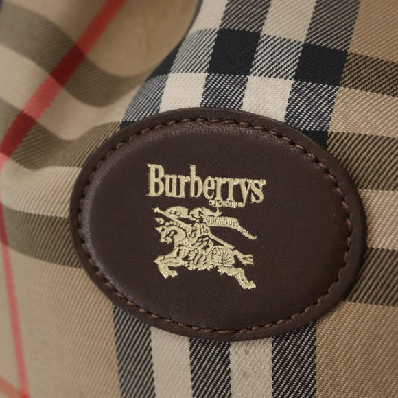 Burberrys Nova Check Pouch Canvas Beige Auth 173994