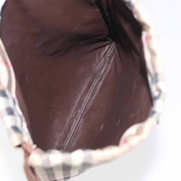 Burberrys Nova Check Pouch Canvas Beige Auth 173994