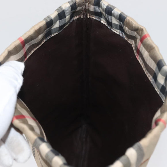 Burberrys Nova Check Pouch Canvas Beige Auth 173994