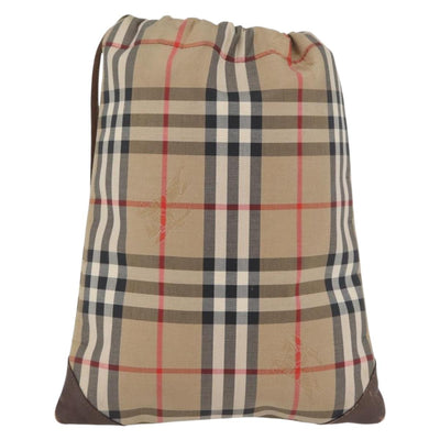 Burberrys Nova Check Pouch Canvas Beige Auth 173994 - 0