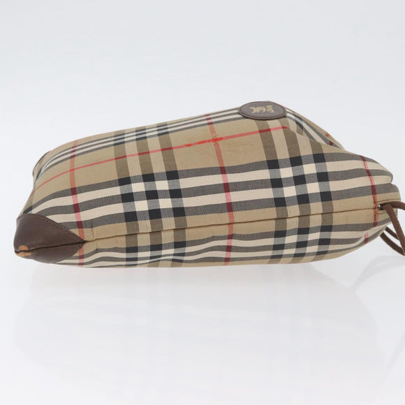 Burberrys Nova Check Pouch Canvas Beige Auth 173994
