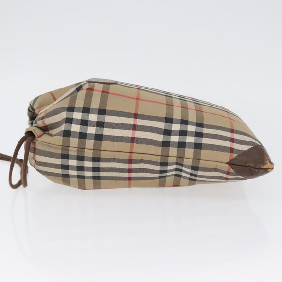 Burberrys Nova Check Pouch Canvas Beige Auth 173994