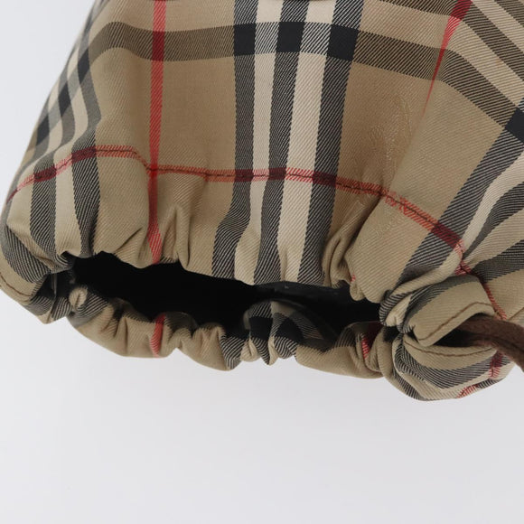 Burberrys Nova Check Pouch Canvas Beige Auth 173994