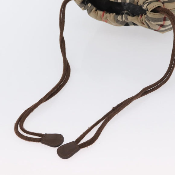 Burberrys Nova Check Pouch Canvas Beige Auth 173994