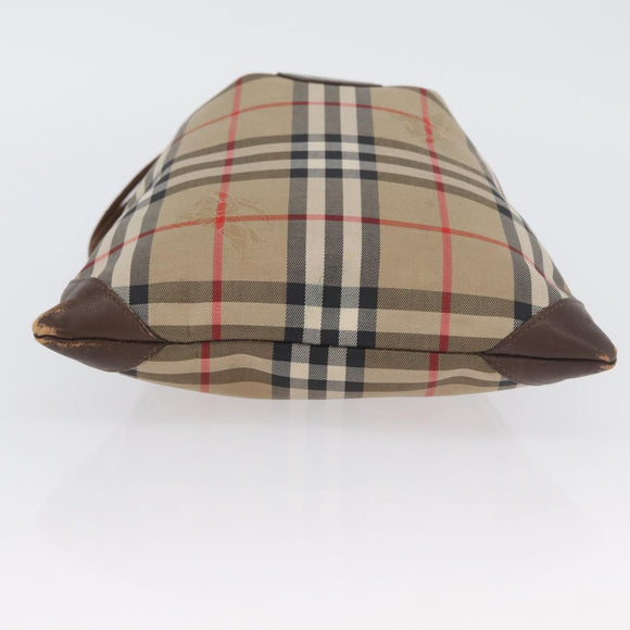 Burberrys Nova Check Pouch Canvas Beige Auth 173994