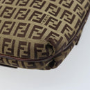 FENDI Zucchino Canvas Shoulder Bag Beige Gold Auth 173996-16