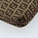FENDI Zucchino Canvas Shoulder Bag Beige Gold Auth 173996-17