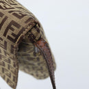FENDI Zucchino Canvas Shoulder Bag Beige Gold Auth 173996-10