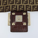 FENDI Zucchino Canvas Shoulder Bag Beige Gold Auth 173996-20