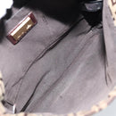 FENDI Zucchino Canvas Shoulder Bag Beige Gold Auth 173996-11