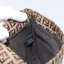 FENDI Zucchino Canvas Shoulder Bag Beige Gold Auth 173996-22