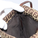 FENDI Zucchino Canvas Shoulder Bag Beige Gold Auth 173996-23