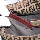 FENDI Zucchino Canvas Shoulder Bag Beige Gold Auth 173996-12